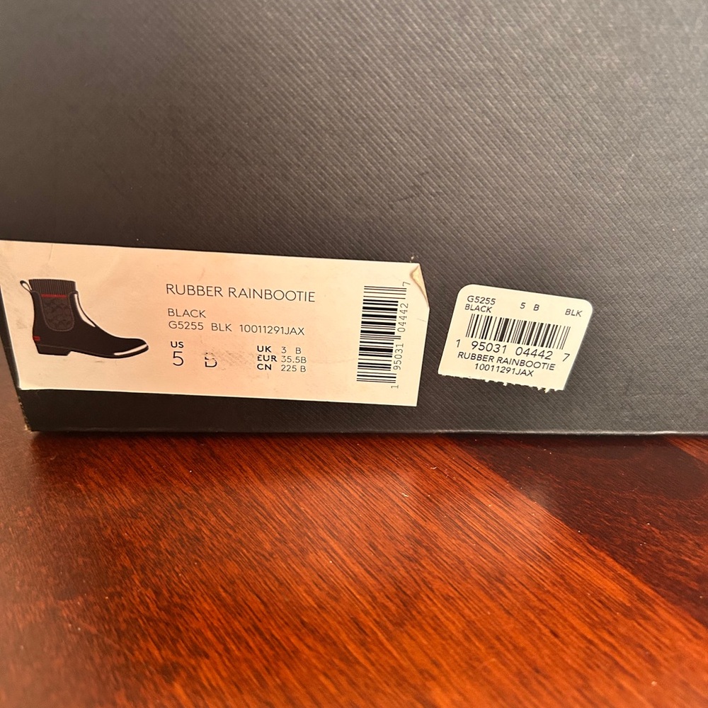 Coach Glossy Black Rain Boots with Red Trim - Picture 4 of 4